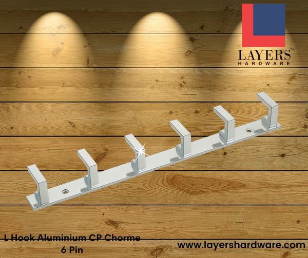 Layers Hardware™ L Hook Aluminium CP Chorme 6 Pin