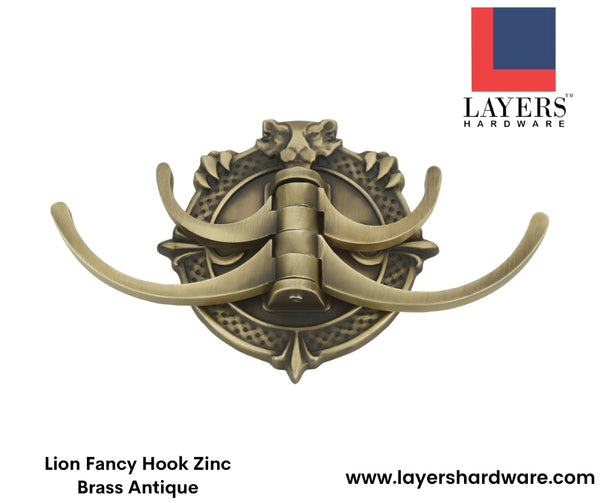 Layers Hardware™ Lion Fancy Hook Zinc Brass Antique