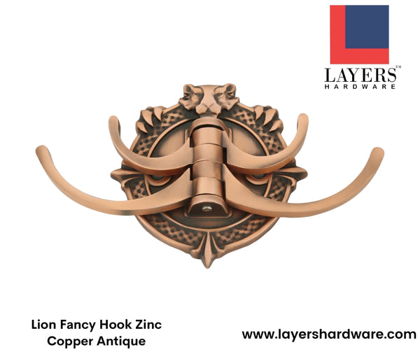 Layers Hardware™ Lion Fancy Hook Zinc Copper Antique