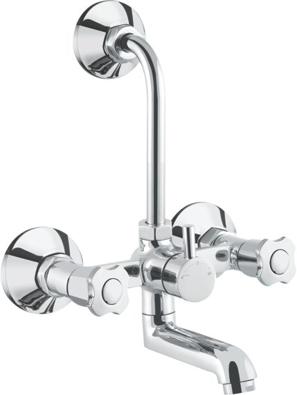 Layers Hardware™ Lotus Wall Mixer L Bend 2 in 1 Brass CP Chrome QT 15mm