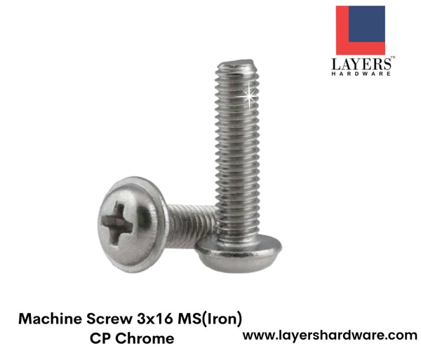 Layers Hardware™ Machine Screw 3x16 MS(Iron) CP Chrome