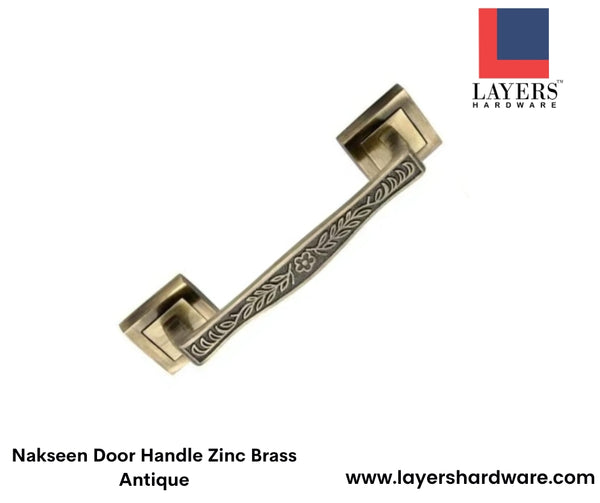 Layers Hardware™ Nakseen Door Handle Zinc Brass Antique 160mm