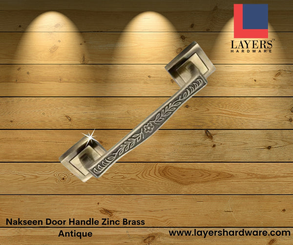 Layers Hardware™ Nakseen Door Handle Zinc Brass Antique 160mm