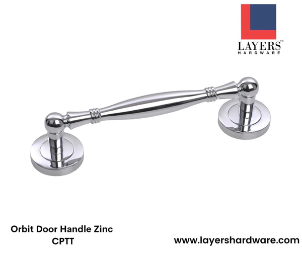 Layers Hardware™ Fancy Door Handle Orbit Zinc CPTT 160mm