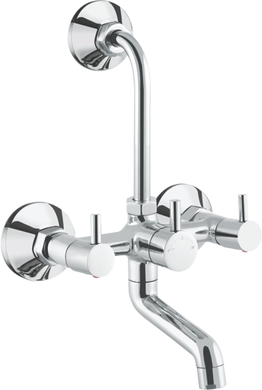 Layers Hardware™ Polo Wall Mixer L Bend 2 in 1 Brass CP Chrome QT 15mm