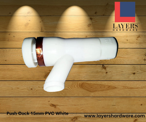 Layers Hardware™ Push Cock 15mm PVC White