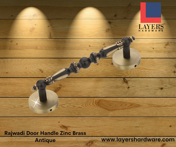 Layers Hardware™ Fancy Door Handle Rajwadi Zinc Brass Antique 160mm
