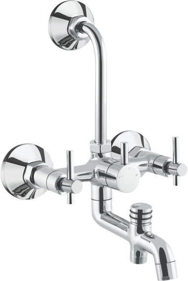 Layers Hardware™ Riva Wall Mixer 3 in 1 Brass CP Chrome QT 15mm