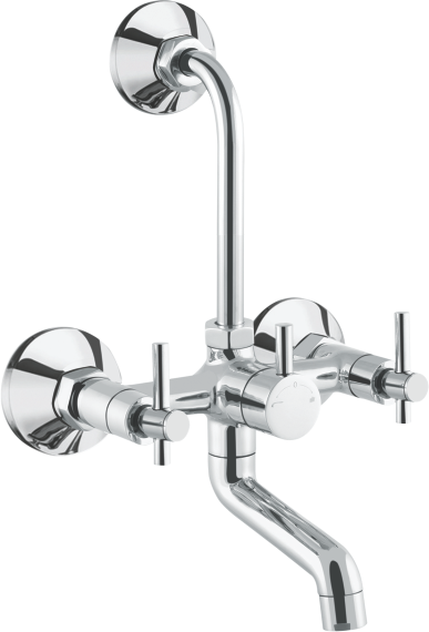 Layers Hardware™ Riva Wall Mixer L Bend 2 in 1 Brass CP Chrome QT 15mm