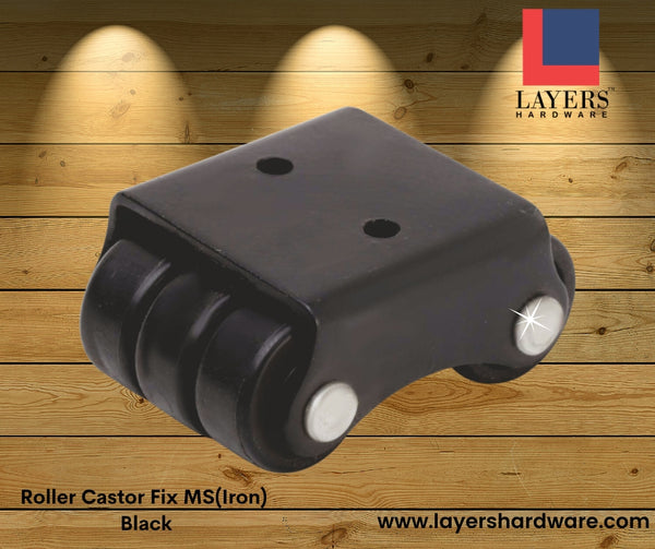 Layers Hardware™ Roller Castor Fix MS(Iron) Black 1 Set(4 Pcs)