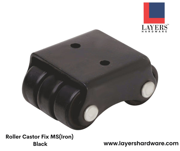 Layers Hardware™ Roller Castor Fix MS(Iron) Black 1 Set(4 Pcs)