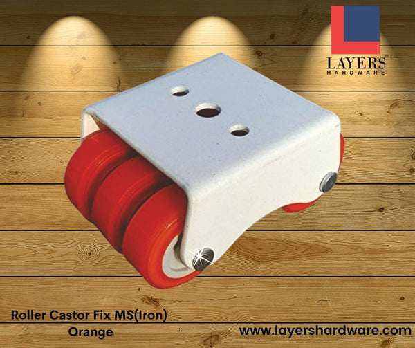 Layers Hardware™ Roller Castor Fix MS(Iron) Orange 1 Set(4 Pcs)