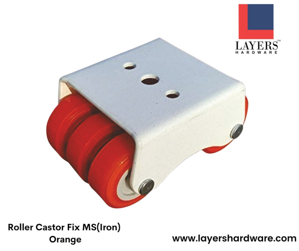 Layers Hardware™ Roller Castor Fix MS(Iron) Orange 1 Set(4 Pcs)