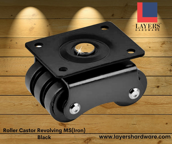 Layers Hardware™ Roller Castor Revolving MS(Iron) Black 1 Set(4 Pcs)