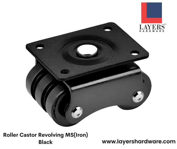 Layers Hardware™ Roller Castor Revolving MS(Iron) Black 1 Set(4 Pcs)