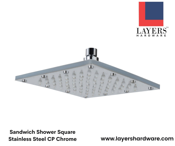 Layers Hardware™ Sandwich Shower Square Stainless Steel CP Chrome