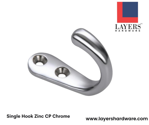 Layers Hardware™ Single Hook Zinc CP Chrome