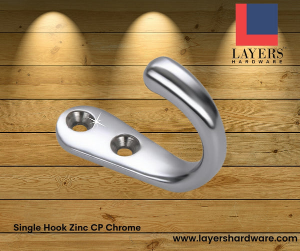 Layers Hardware™ Single Hook Zinc CP Chrome