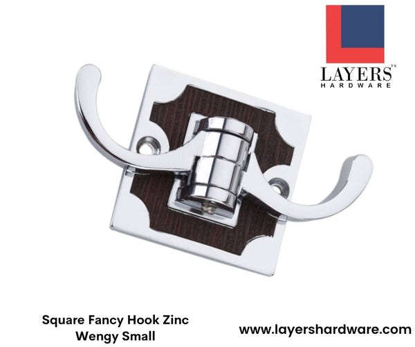 Layers Hardware™ Square Fancy Hook Zinc Wengy Small