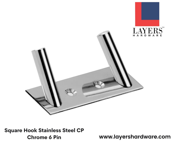Layers Hardware™ Square Hook Stainless Steel CP Chrome 6 Pin