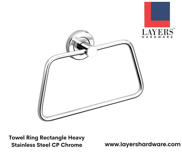 Layers Hardware™ Towel Ring Rectangle Heavy Stainless Steel CP Chrome