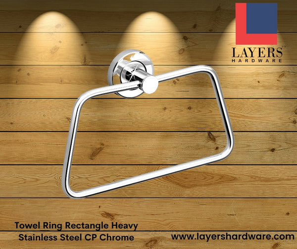 Layers Hardware™ Towel Ring Rectangle Heavy Stainless Steel CP Chrome