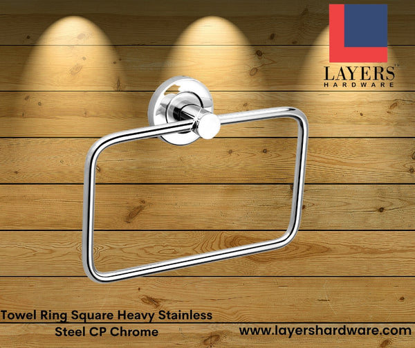 Layers Hardware™ Towel Ring Square Heavy Stainless Steel CP Chrome