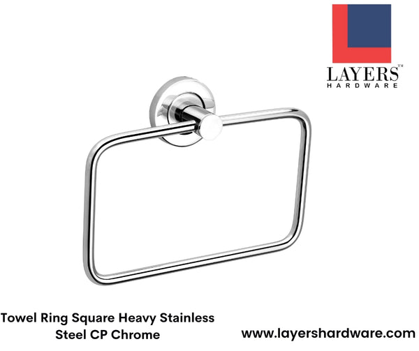 Layers Hardware™ Towel Ring Square Heavy Stainless Steel CP Chrome