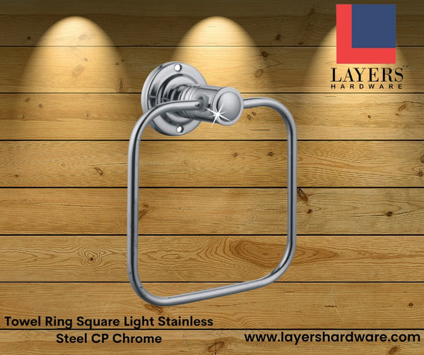 Layers Hardware™ Towel Ring Square Light Stainless Steel CP Chrome