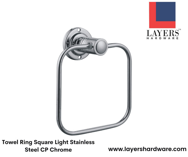 Layers Hardware™ Towel Ring Square Light Stainless Steel CP Chrome