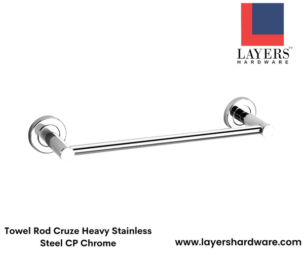 Layers Hardware™ Towel Rod Round Heavy Stainless Steel CP Chrome