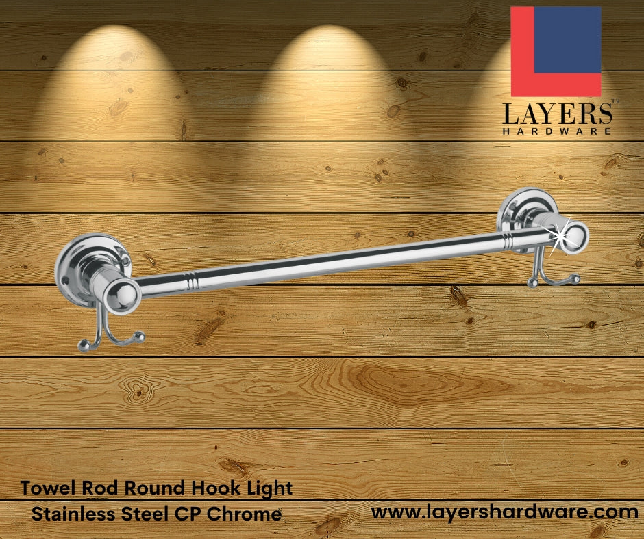 Layers Hardware™ Towel Rod Round Hook Light Stainless Steel CP Chrome
