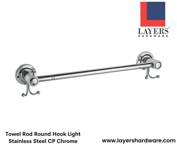 Layers Hardware™ Towel Rod Round Hook Light Stainless Steel CP Chrome