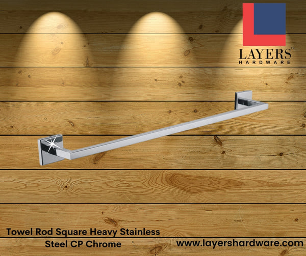 Layers Hardware™ Towel Rod Square Heavy Stainless Steel CP Chrome
