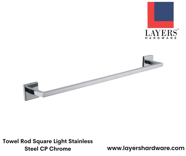 Layers Hardware™ Towel Rod Square Light Stainless Steel CP Chrome