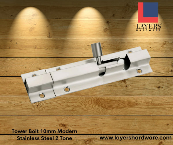 Layers Hardware™ Tower Bolt 10mm Modern Stainless Steel 2 Tone
