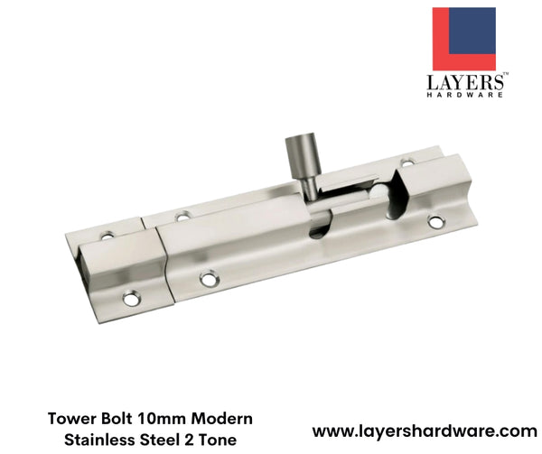 Layers Hardware™ Tower Bolt 10mm Modern Stainless Steel 2 Tone