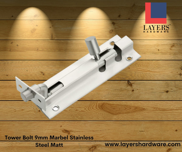 Layers Hardware™ Tower Bolt 9mm Marbel Stainless Steel Matt