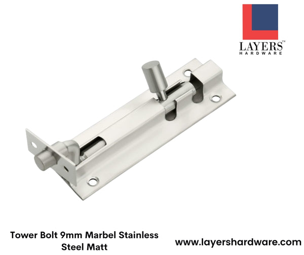 Layers Hardware™ Tower Bolt 9mm Marbel Stainless Steel Matt