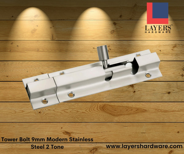 Layers Hardware™ Tower Bolt 9mm Modern Stainless Steel 2 Tone