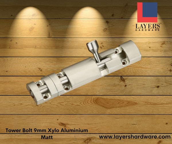 Layers Hardware™ Tower Bolt 9mm Xylo Aluminium Matt